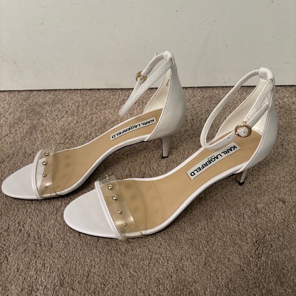 Karl Lagerfeld White ankle strap sandals